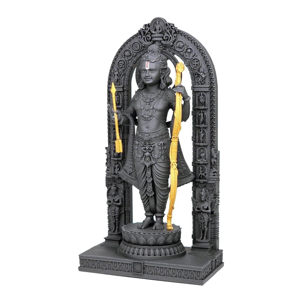 Ram Lalla Idol, 12,7 cm Höhe, Schwarz, 3D-gedruckt, UV-Harz, Hinduistische religiöse Statue von Lord Rama Ayodhya