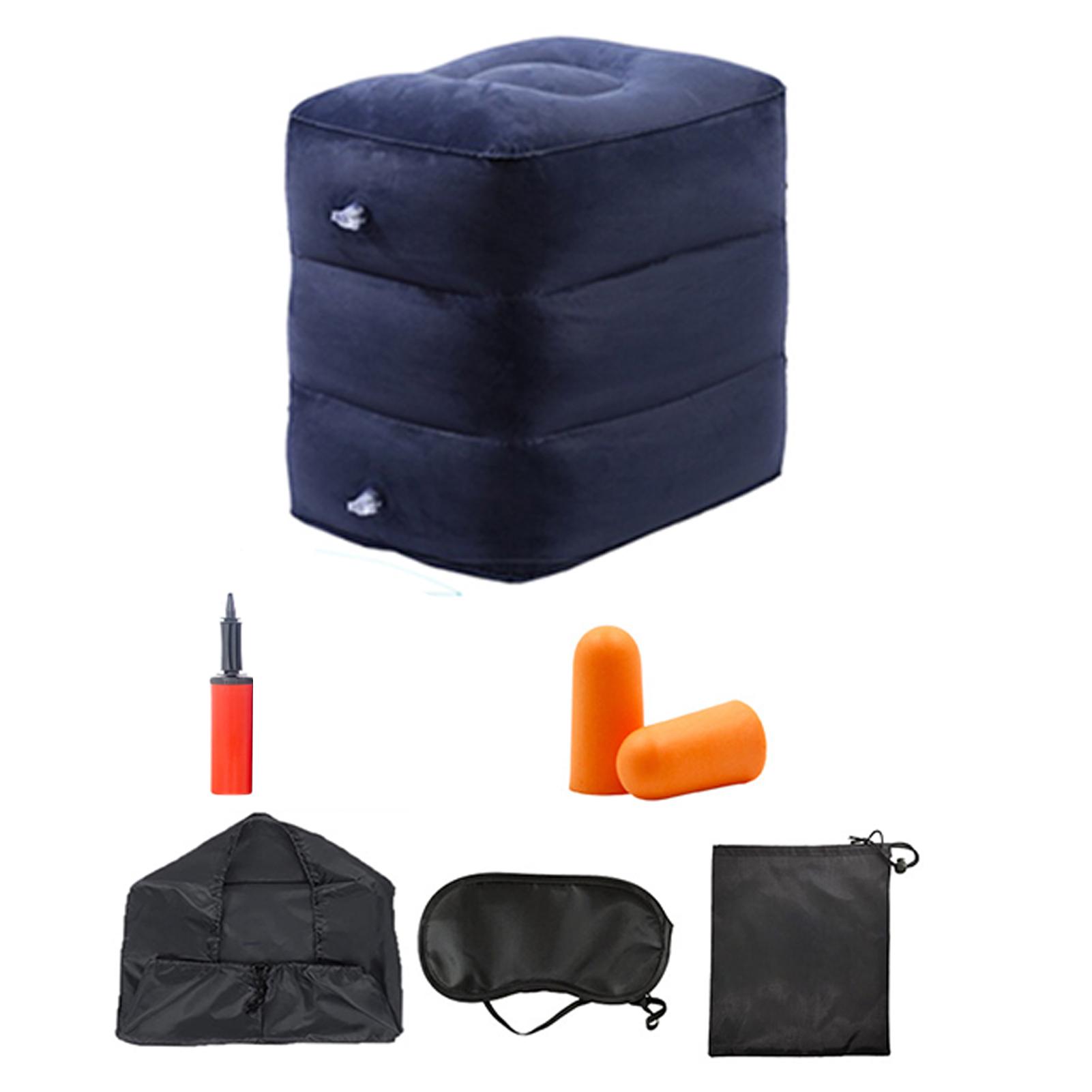 

7 шт. надувная подушка для ног для путешествий, регулируемая по высоте, 3 слоя, детская кровать для самолета темно-синий