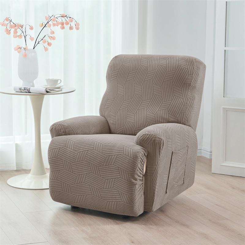 1 Seater Split Recliner Sofa Covers Jacquard Stretch Armchair Cover Relax Single Lounge Sofa Slipcover for Living Room Home
