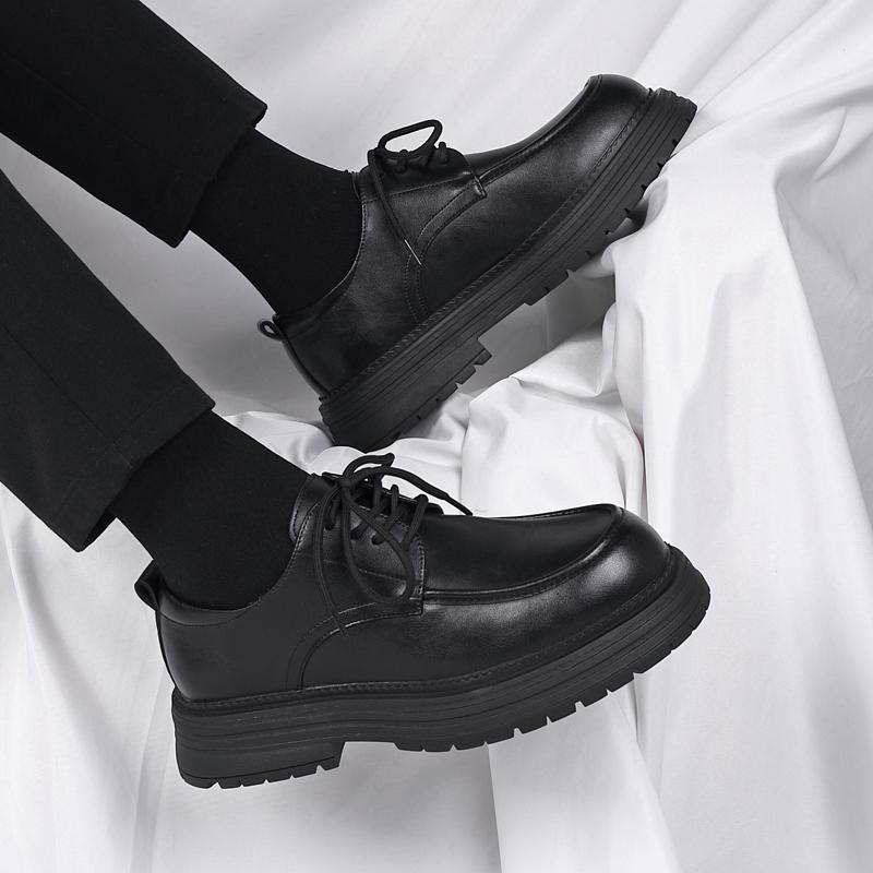 Fashion Business Thick Soled Men's Shoes Fashionable Classic Design Style Wedding Outdoor Trendy Party Daily Office Black Shoes New