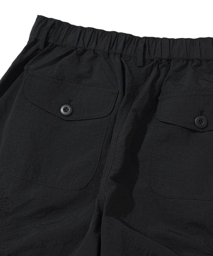 NOT4NERD Contour Shirring Nylon Cargo Pants - Black