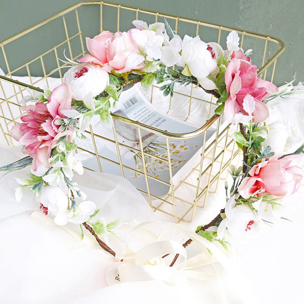 Samcos Blumenkranz Haarschmuck für Hochzeitsfrisur Perfekt für Einzug und Fotografie Schmuckstück, Haarreif, Stirnband, Krone, Mädchen,