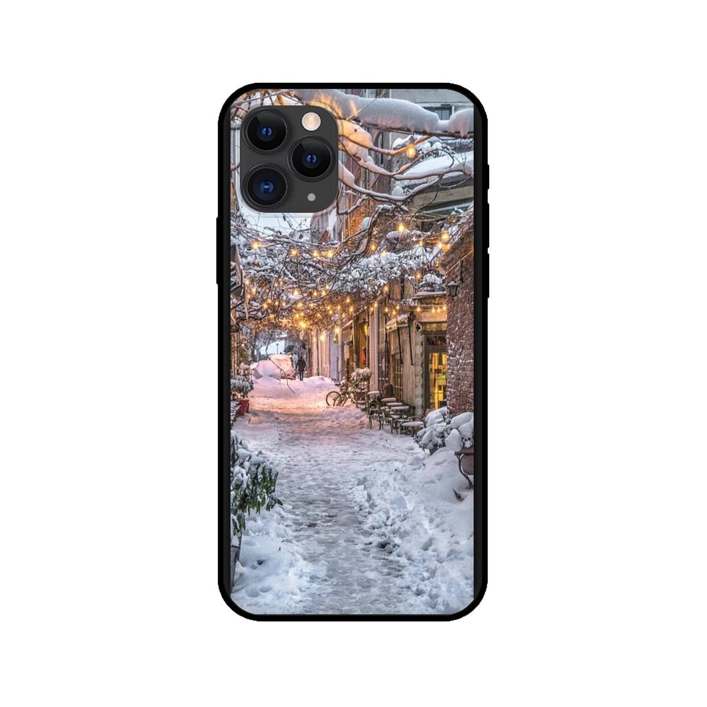 Black tpu case for iphone 5 5s se 2020 6 6s 7 8 plus x 10 XR XS 11 12 mini pro MAX back cover Landscape Winter Light Snow