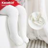 "Carefully Selected Girls' Thick Brushed Cotton Tights - Warm Solid Colors for Autumn & Winter"