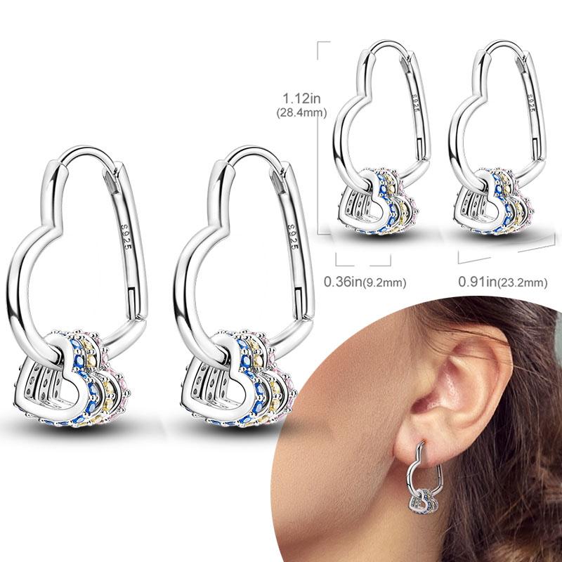 Women Earring 925 Silver Hoop Earrings Love Heart Butterfly Drop Earring Stud For Women Girls Party Jewelry Gifts