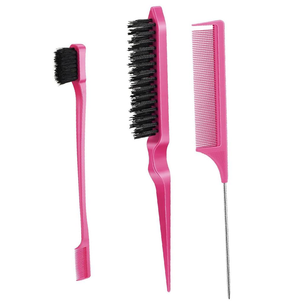 3-Piece Hair Styling Comb Set with Triple Tear Hair Brush, Mouse Tail Comb Edge Brush, Salon Hair Styling Tool, Hair Tail Tool