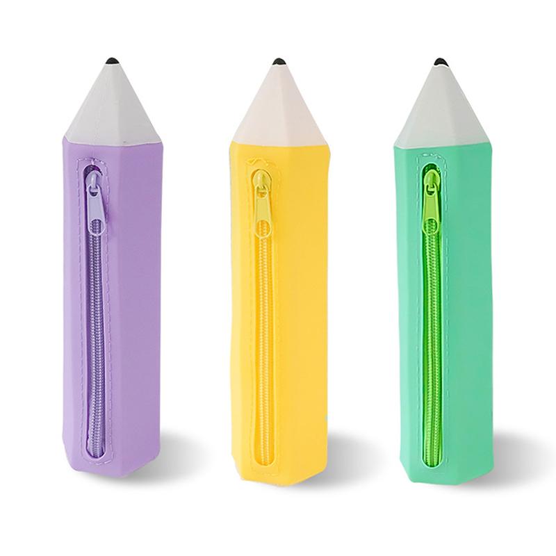 Trousse à crayons en silicone Étui Boîte Cadeaux de Noël Mignon Créatif Couleur Bonbon Grande Capacité Organisateur à fermeture éclair Sac de rangement Boîte Joli cadeau