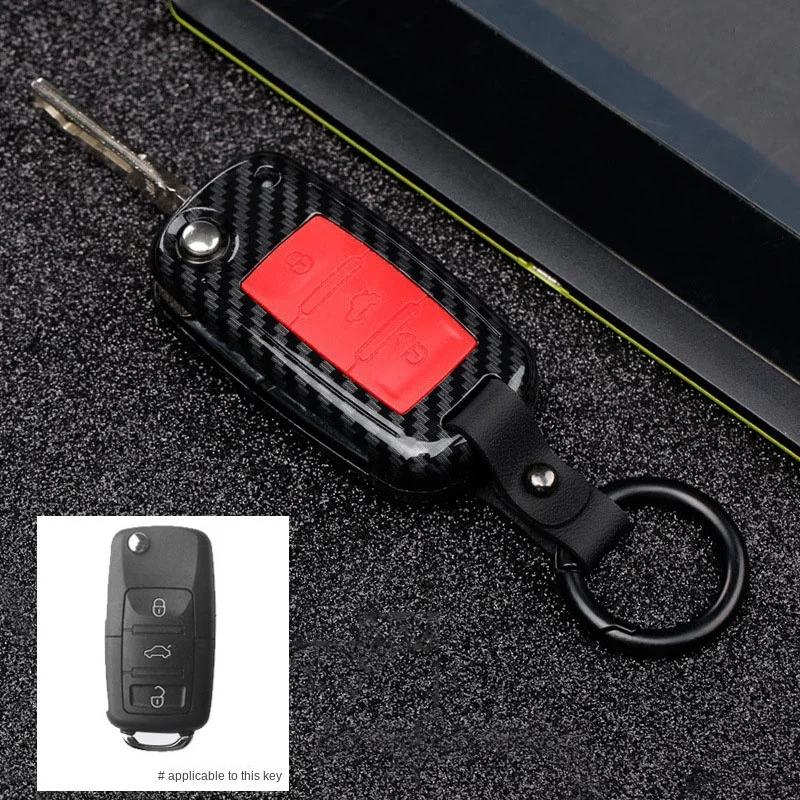 Etui na kluczyk samochodowy ABS z włókna węglowego do VW Volkswagen Polo Golf 4 5 6 7 T5 Passat B6 B5 Skoda Octavia A5 A7 Seat Leon Ibiza Ateca