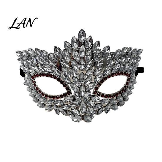 Elegant Costume Party Mask Gothic Cat Eye Masquerade Mask, Rhinestone Vintage Half Face, Sexy Shining Venetian Style Halloween Costume, Glitter