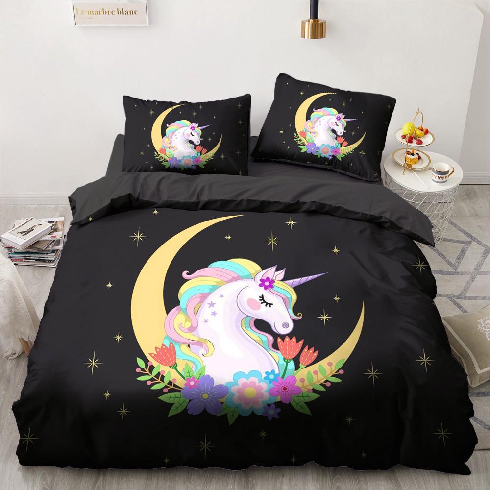 1 Cartoon unicorn Duvet Cover Pillowcase Bedding Set  Adult Boys Girls Bedroom Decoration Children Gift Single Double Large Size