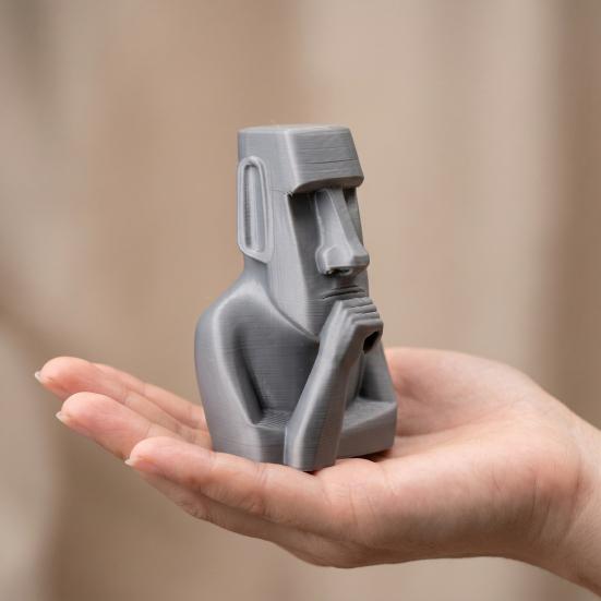 Yousheng Moai Thinker Statue, 3D Printed Creative Thinker Figurine, Fun Moai Statue Ornament for Home Office Desk Shelf Decoration