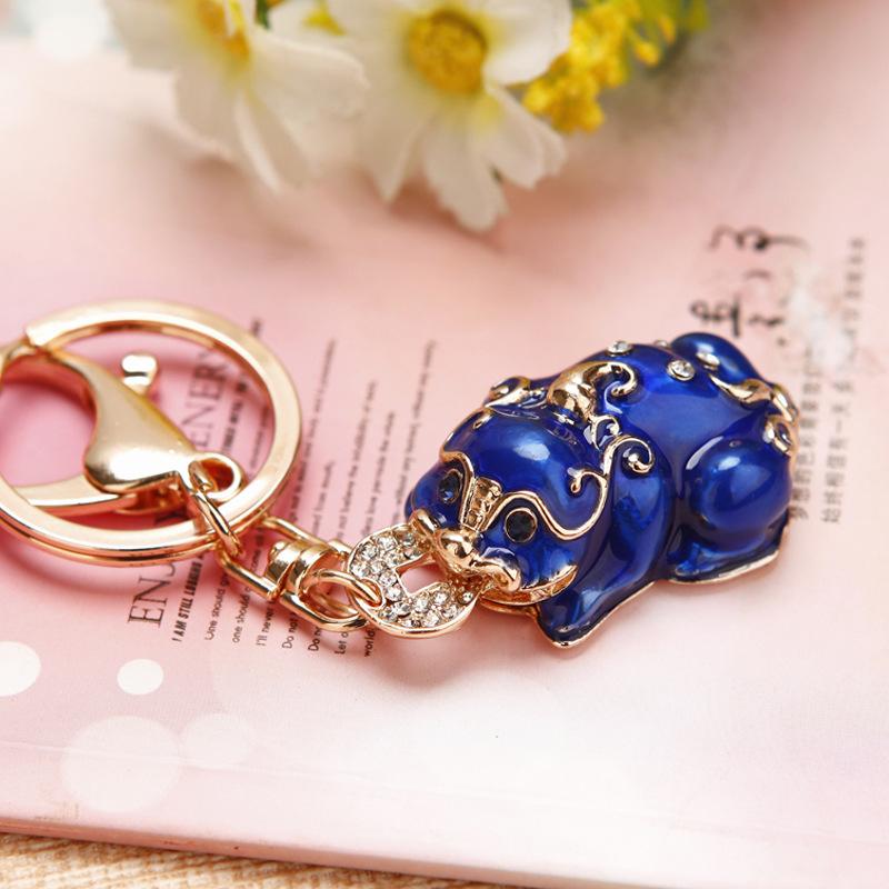 Diamond inlay, wealth attracting love bag, car keychain, creative bag pendant, metal keychain ring, small gift