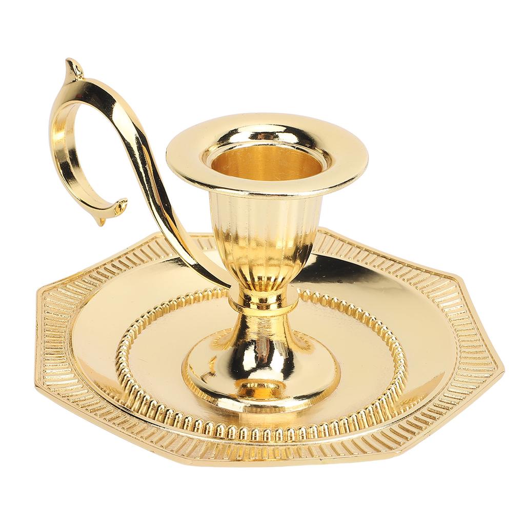 Retro Handheld Candlestick Holde Zinc Alloy Table Candlelight Stand for Home Decoration