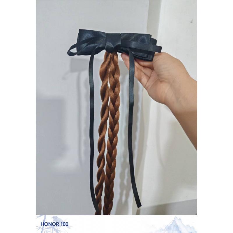 Women's Claw Clip Bow Ribbon Ponytail Braid – Elegant Curly Hair Updo Clip