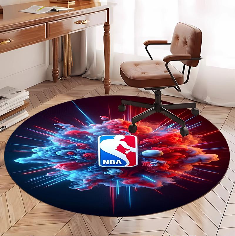 NBA Pattern Round Rug, Indoor/Outdoor Mat, for Picnic, Gameroom, Bedroom, Office, Living Room, Home Decor Carpet, Birthday Gift