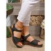 Damen Übergröße Plateau Cut-Out Sport Sandalen Sommer Europäisch Amerikanischer Stil Klettverschluss Lässige Slipper