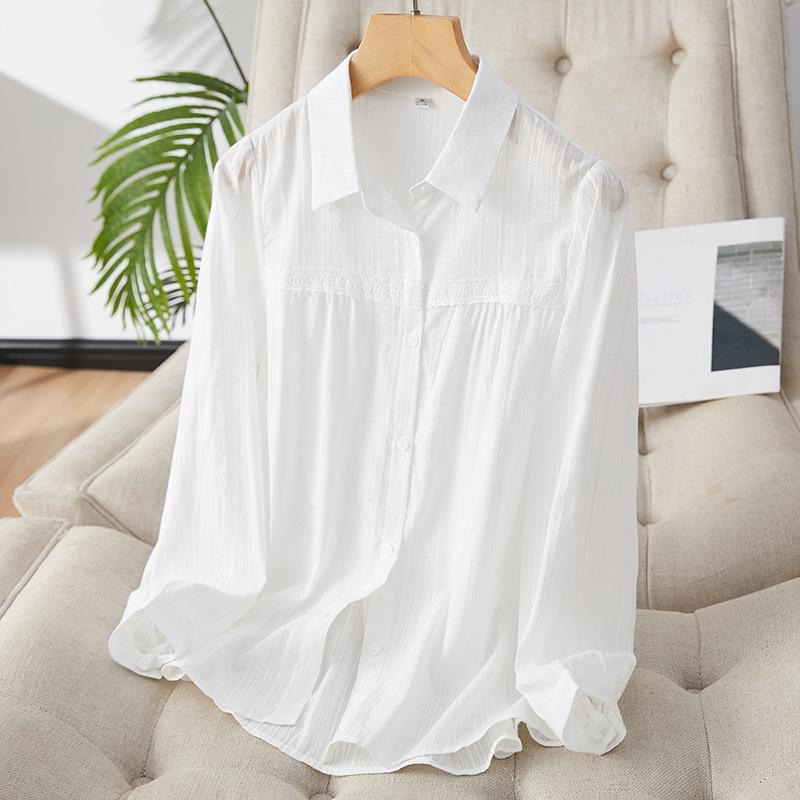 

Кружево Кружево Белая Рубашка Женская С Длинным Рукавом Весенняя Одежда Рубашка Нового Стиля Повседневный Темпераментный Топ XXL белый