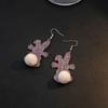 Acrylic Rabbit Plush Ball Drop Earrings Colorful Sequins Charm Earrings Jewelry