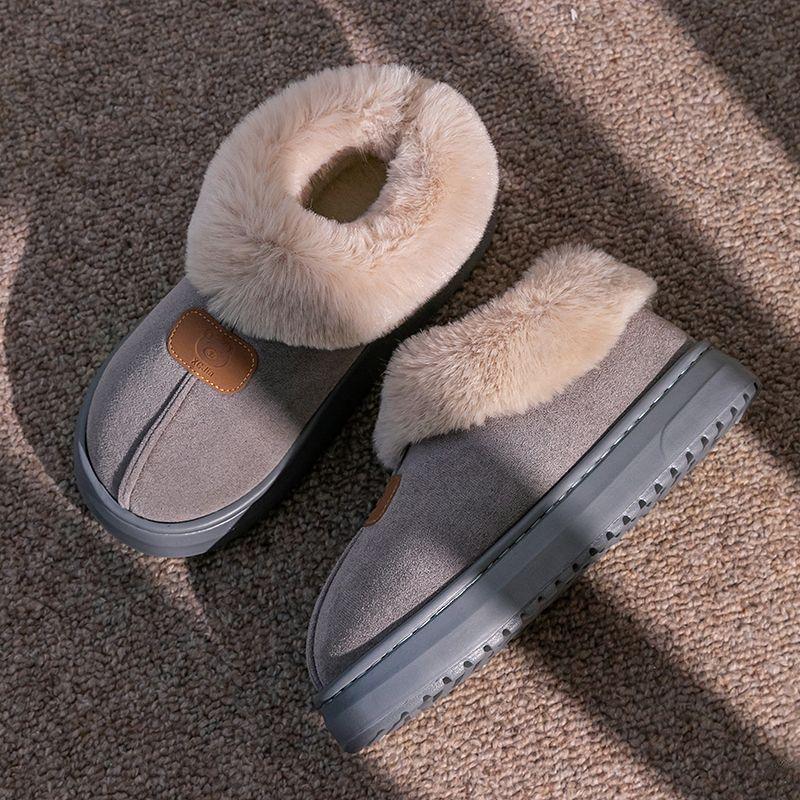 

Хлопковые тапочки на пятке, женские, зимние высокие вельветовые сноубутсы на толстой подошве, мех интегрирован для тепла, домашние хлопковые тапочки мужские 44-45 серый