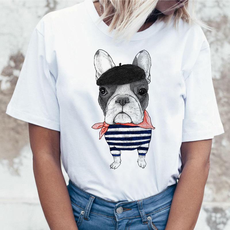 French Bulldog T Shirt Women 2025 T-Shirt Top Tee Shirts Femme Cartoon Harajuku Kawaii Korean Funny Ulzzang Clothes Tshirt