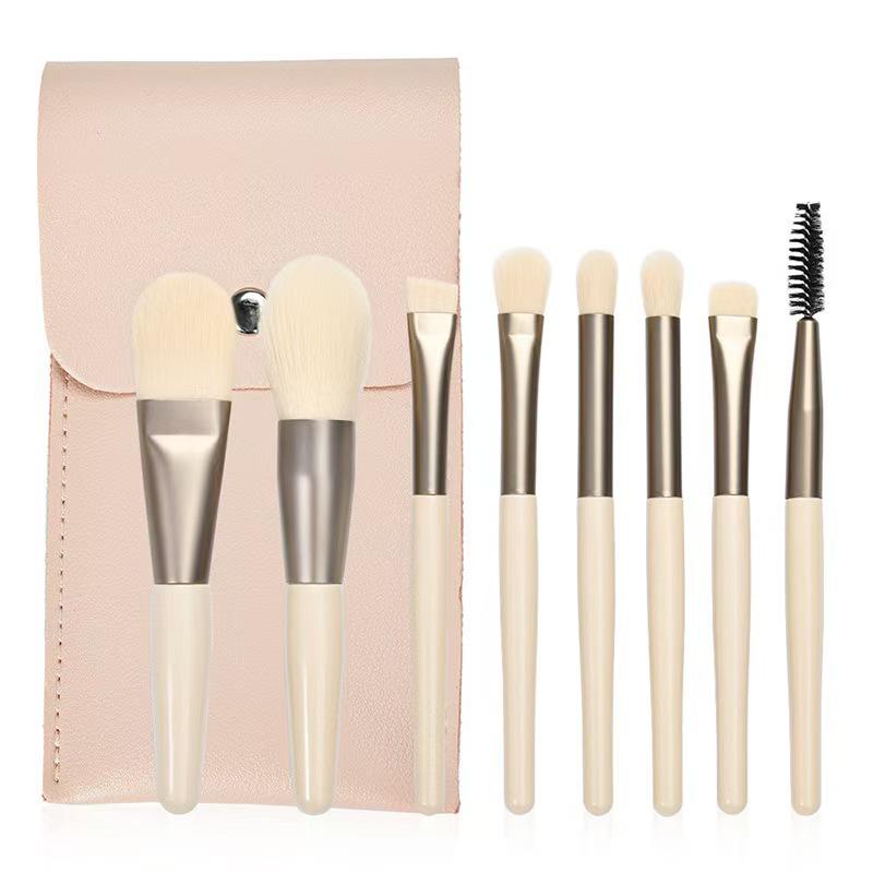 8-Piece Mini Makeup Brush Set, Macaron Portable Morandi Color for Eyeshadow Set абрикосовый