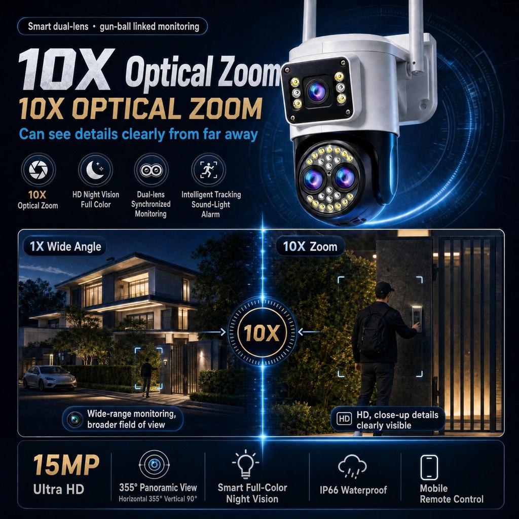 YOOSEE Ai APP Sicherheitskamera Wifi PTZ Kabellos Außen CCTV Kamera HD 15MP 10X ZOOM Automatische Verfolgung Zwei-Wege-Gespräche Farb-Nachtsicht