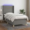 VidaXL Upholstered Bed Base with Mattress and LED Slat Base Padded Bed Slat Frame Single Bed Adult Bedroom Grey 3139006
