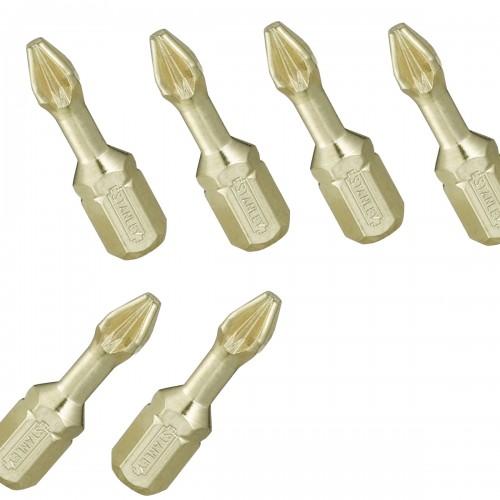 Stanley Titanium Coated Pozi Screwdriver Bit (Pack of 6)