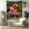 Masha Bear Custom Your Name Wall Decor Tapestry Art For Pet Memorial Birthdaywedding Party Backdrop Family Gift