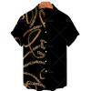 1116 New Hawaiian Shirt 1D Digital Heat Transfer Short Sleeve Shirt Men's Beach Big Gold Chain Men's Shirt