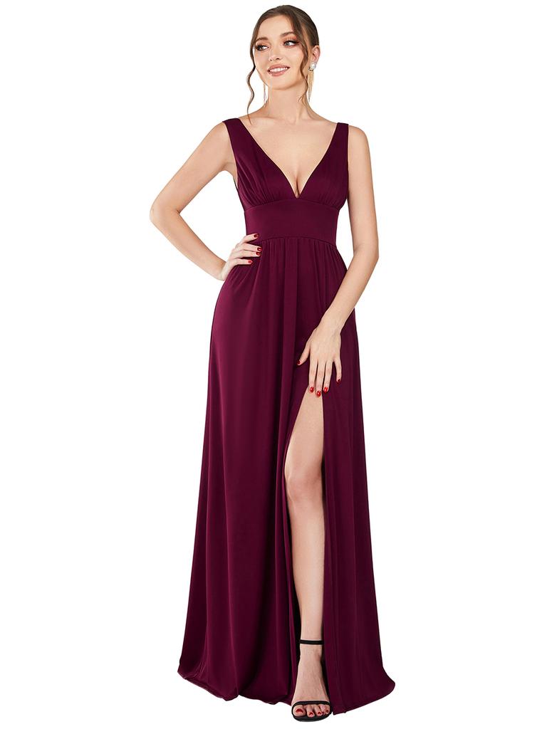 Ever-Pretty Women's Side Slit Double V-Neck Sleeveless Maxi Evening Gowns Party Dress