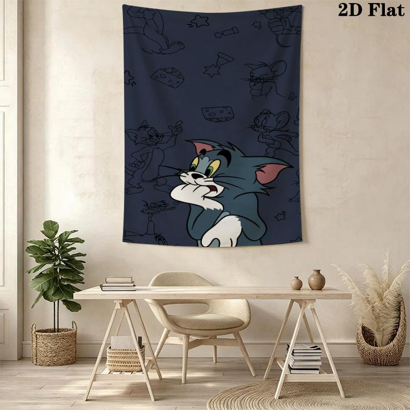 Tom Jerry Classic Adventure Tapestry Wallmounted Fashion Print Work Of Art Background Cloth Wall Decoration