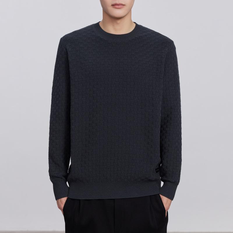 WOOG2005 Men s Round Neck Jacquard Knit Sweater - Winter 2024 Arrival M