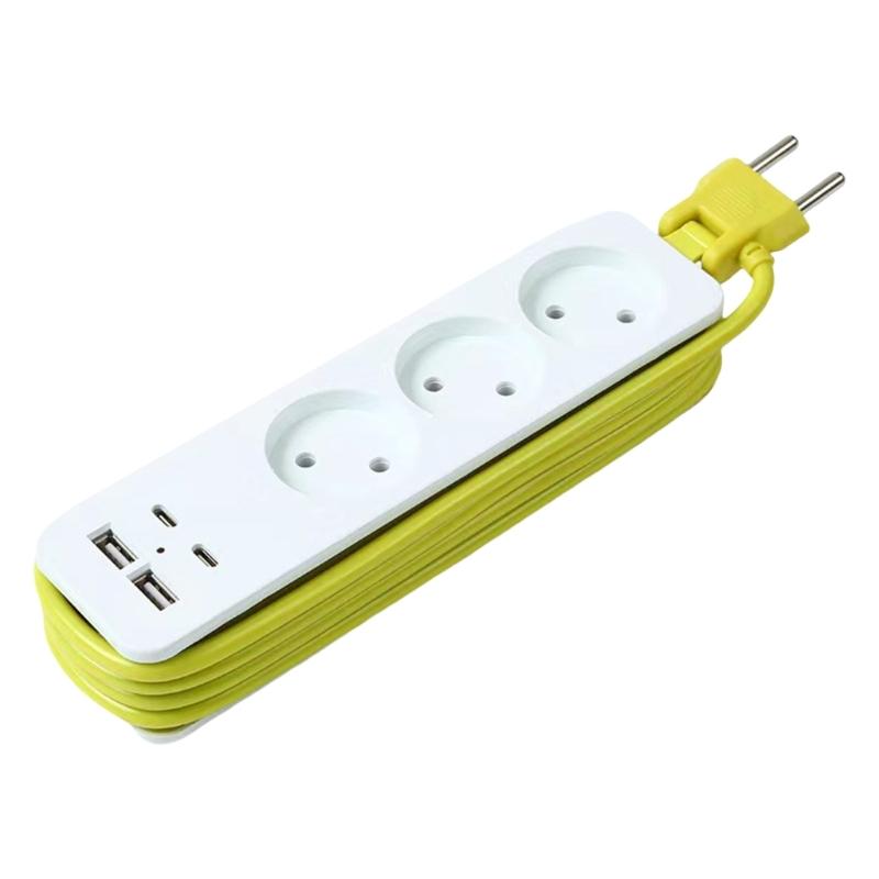 Portable 3Outlet Power Strips With Double Type C USB Port For Fast Charging Outlet Splitter Power Outlet Adapter
