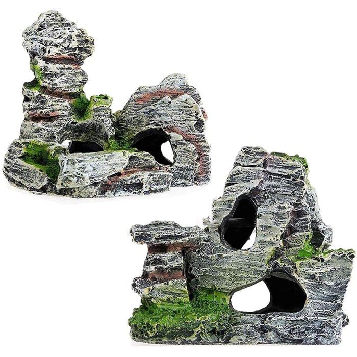 AIMOONSA Décoration aquarium épave de bateau en résine verte — grotte/rocaille décorative
