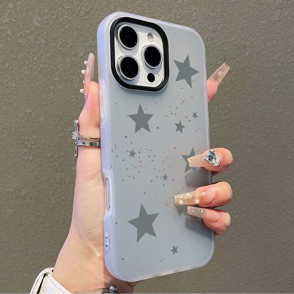 Cute Gray Stars & Dots Phone Case for Redmi Note 14 12S 13 12 11 10 Pro Plus 5G Redmi 12 13C 14C 4G Shockproof Protective Cover