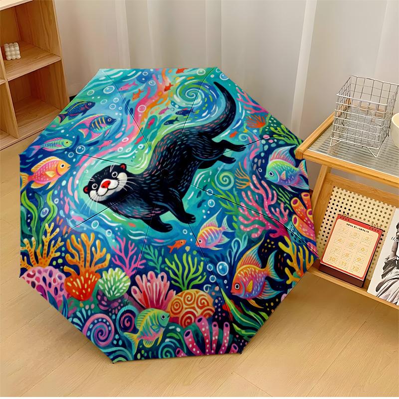 

Octopus Under Moonlit Stars Printed umbrella windproof folding umbrella portable sun and rain umbrella suitable for gifting