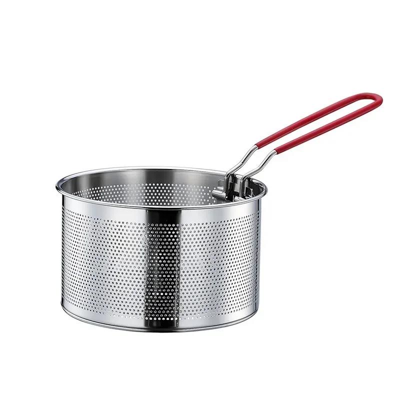 304 Stainless Steel Fried Mesh Kitchen Fry Basket Cooking Basket Fry Pan Oil Pan Strainer Noodle Spoon Colander French Fries6
