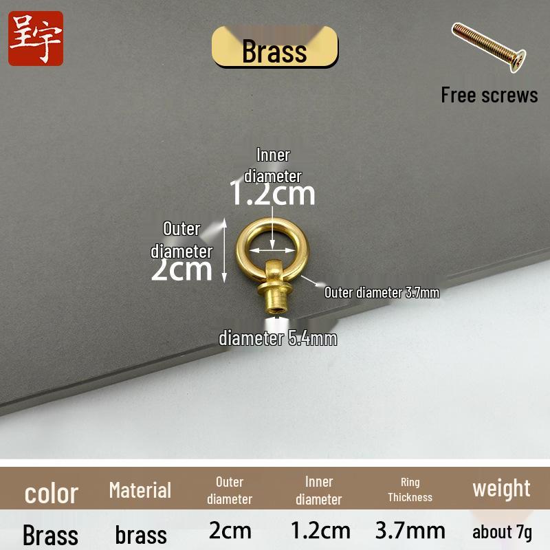 Chinese Antique Style Copper Round Ring Pull Handle for Medicine Cabinet