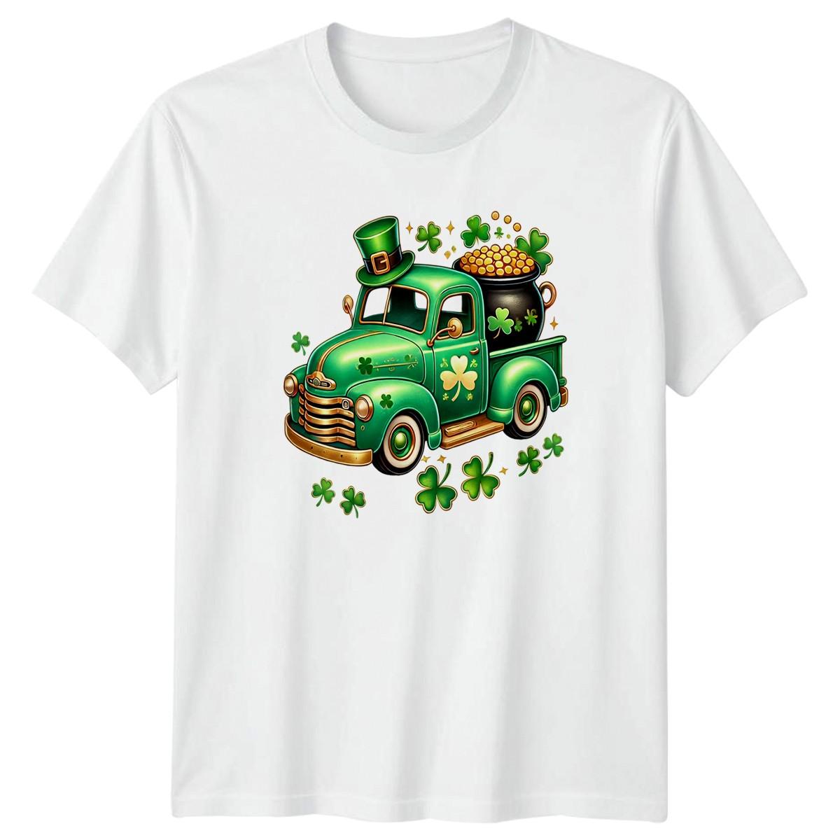 Irish Lucky Vintage Truck With Pot T-Shirt St Patricks Day L