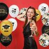 Black Gold Graduation Decorations Cap Printing Latex Balloon Confetti Balloon  School Celebration