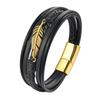 2026 Neue Mode Lederseil Armband Titanstahl Kette Leder Geflochtenes Armband Echtes Leder Mehrschichtig Einfach Herrenschmuck