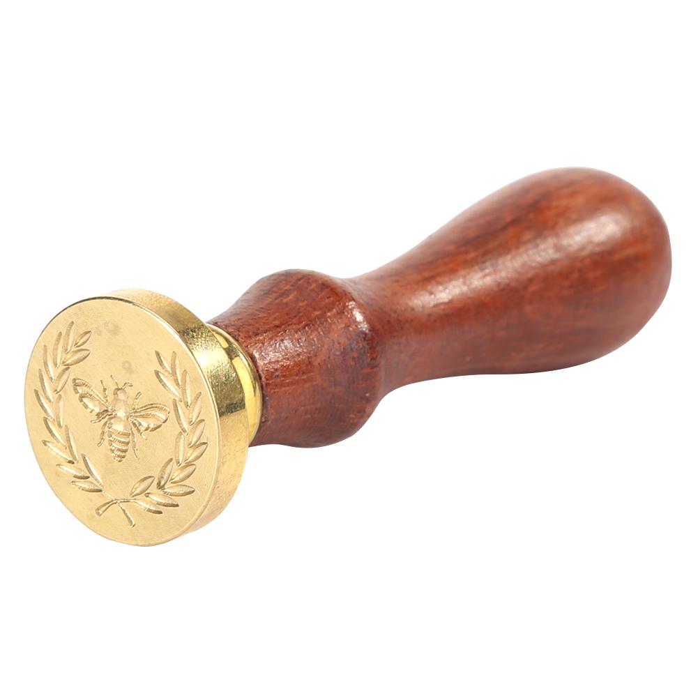 3D Carve Plant Pattern Seal Wax Stamp Wedding Invitation Wood Handle Stamp Cards DIY Antique Handle Initial Stamp Chapter