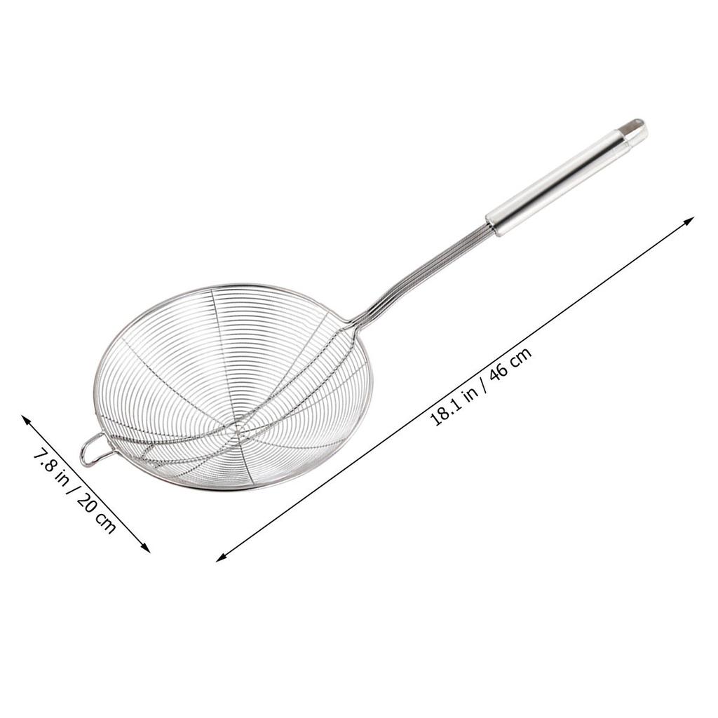Stainless Steel Colander Spoon Wire Mesh Skimmer Ladle Diameter 20Cm Heat Resistant Handle Hot Pot Frying Food Pasta Noodle
