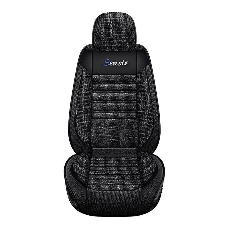 All-Season Breathable Cotton Linen Car Seat Cushion for Five-Seater, Full Surround, Comfortable and Simple Design