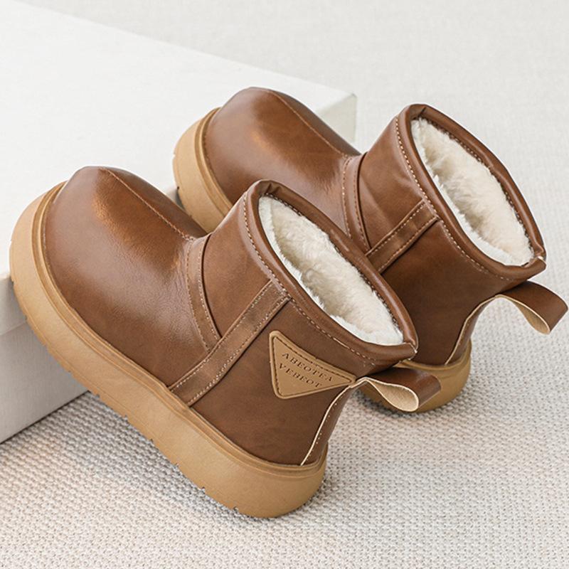 

Детские большие хлопковые зимние сапоги с круглым носком, кожаной толстой подошвой, теплые зимние новые 2025, хлопковая обувь для девочек для защиты от холода, для детей среднего и старшего возраста 31 [Inner Length 19.5CM] хаки