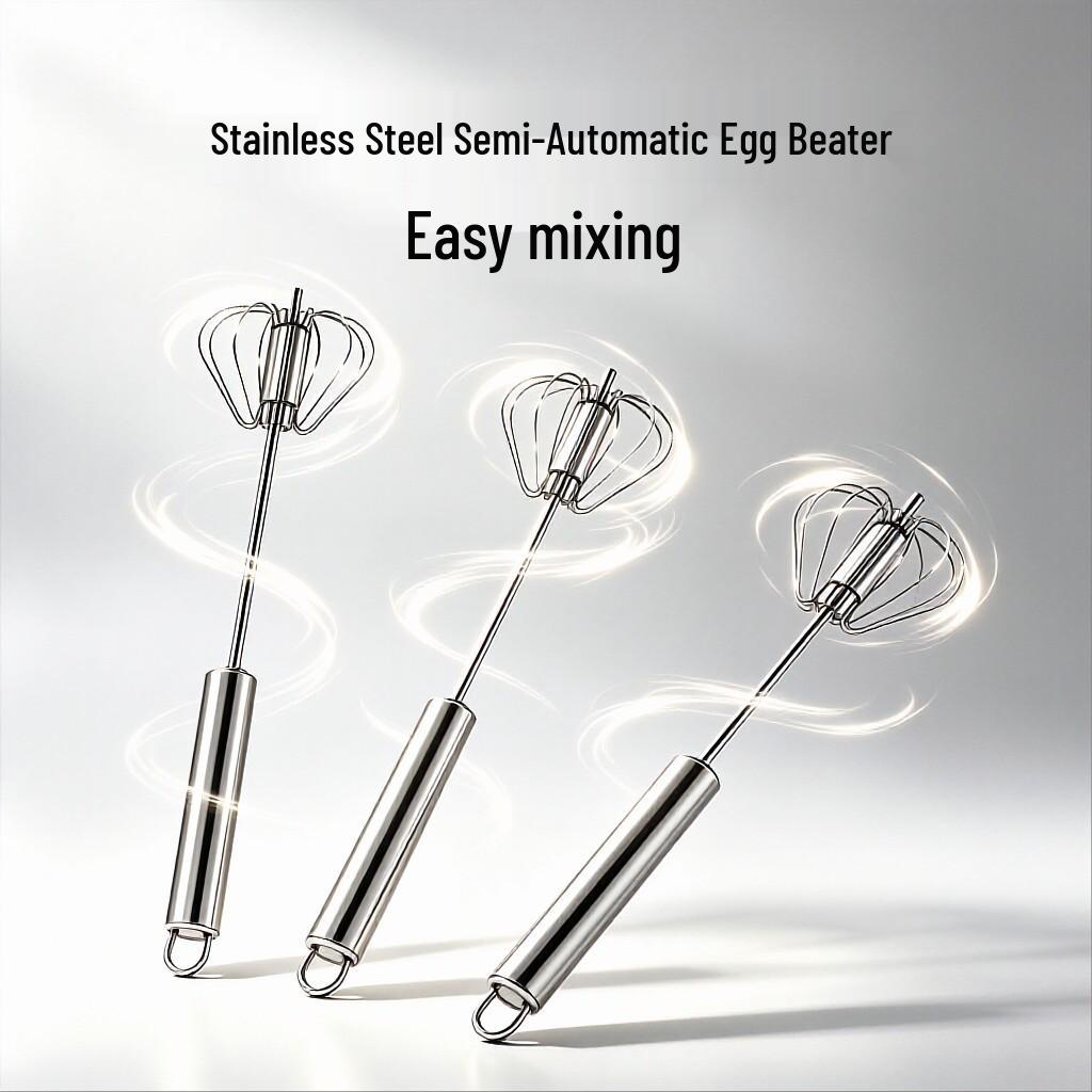 Best-Selling Stainless Steel Semi-Automatic Egg Beater - Effortless Whipping, Essential for Baking.