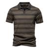 AIOPESON 2025 New Summer Striped V Neck Cotton Polo Shirts for Men Breathable Short Sleeve Casual Men's T Shirts