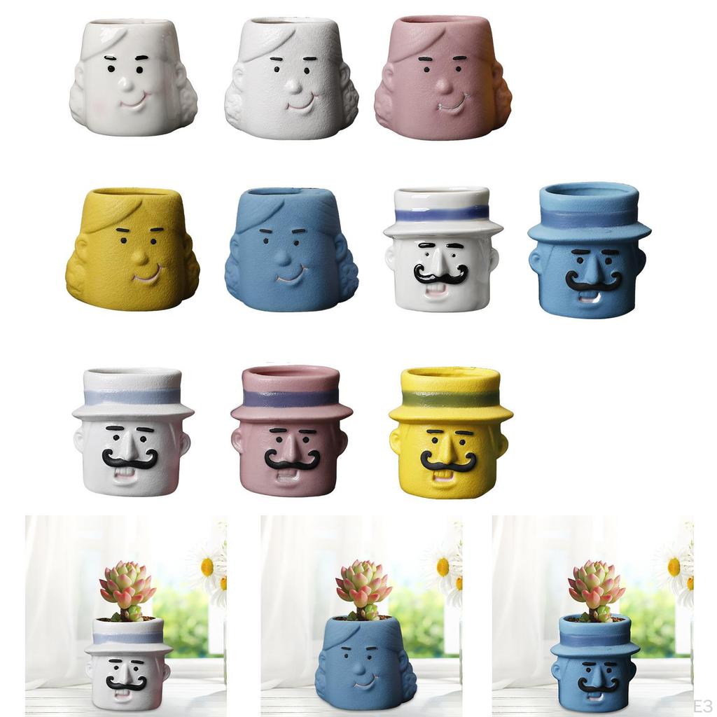 Ceramic Flower Pot Funny Cartoon Planter Artwork Modern Cute Plant Flowerpot for Balcony