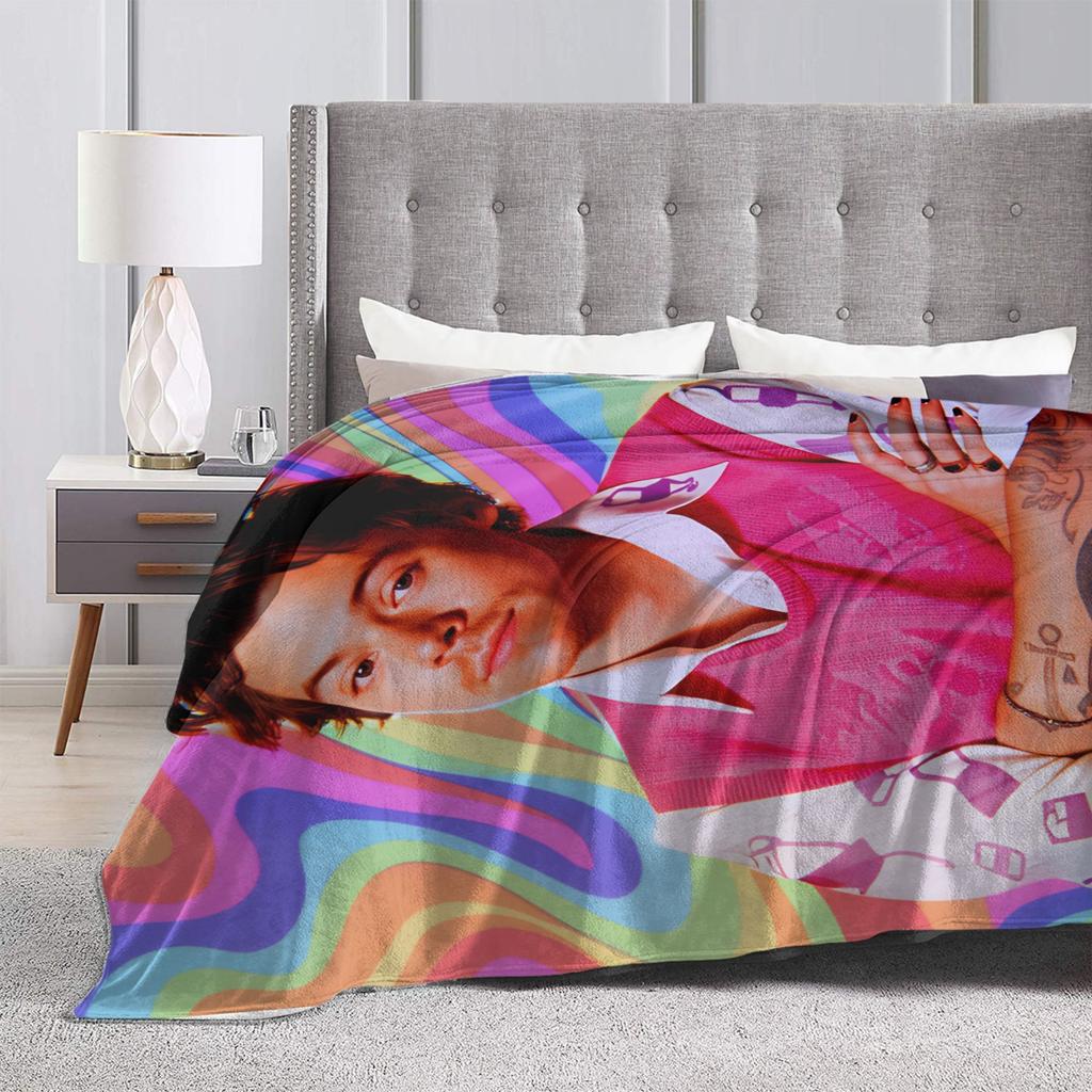 Soft Blanket Airplane Travel Singer H-Harrys S-Styles  Throw Blanket  Flannel Bedspread For Bedroom Street Trend Sofa Bed Cover